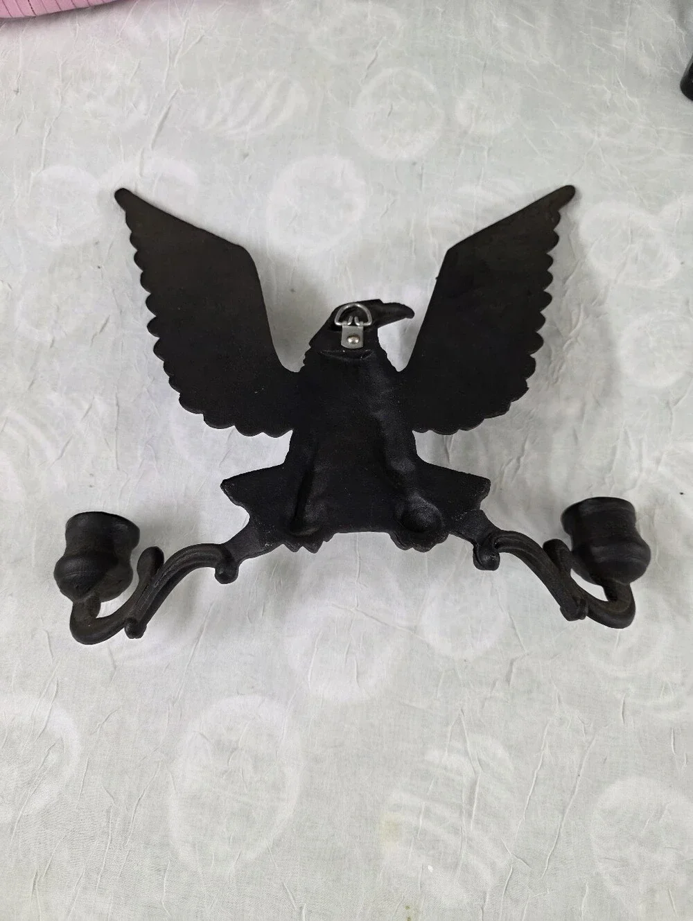 Vintage Metal Cast Iron Patriotic Eagle Candle Holder Wall Mounting.
